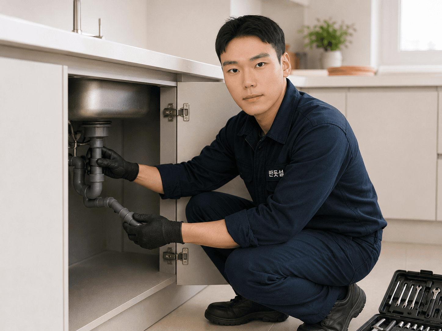 싱크대 배수구 클로즈업 사진 예시